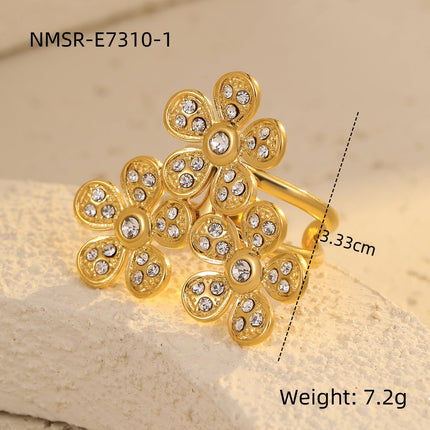 Stainless Steel Ring Exaggerated Irregular Asymmetric Geometric Abstract Plated 18K Gold Titanium Steel Ring Bracelet
