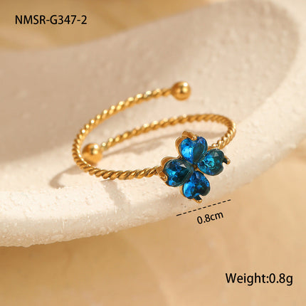 Stainless Steel Elegant Clover Opening Ring Ring Light Luxury High Sense Hand Accessories