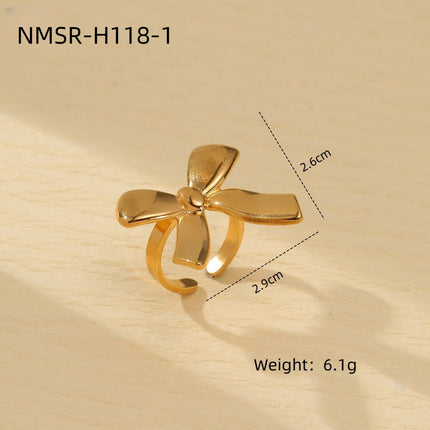 Gold Bow Titanium Steel Earrings Small Exquisite High Sense Stainless Steel Studs Ring Women