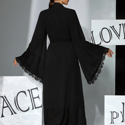 Lace Bell Sleeve Pajamas Chiffon Sleepwear Lace up