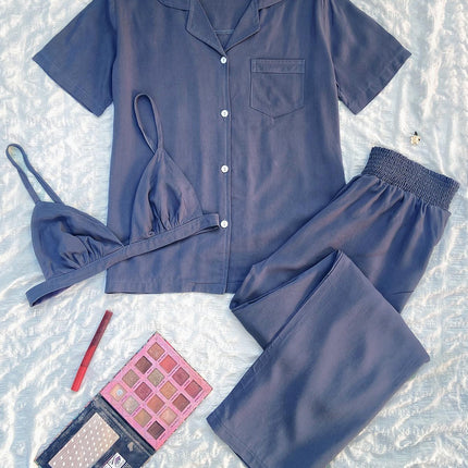 Women's Pajamas Cardigan Three Piece Sleepwear