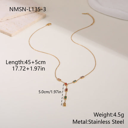 Floral Color Zircon Stainless Steel Necklace Y Word Chain High Sense Necklace