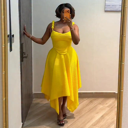 Women Clothing Spring Sweet Fresh Solid Color Camisole High Waist Skirt Two Piece Sets