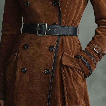 Women's Trench Western Style Suede Long Jacket