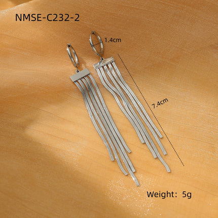 Simple Long Tassel Titanium Steel Earrings Arrival 18K Gold Light Luxury High Grade Stainless Steel Eardrop Earrings