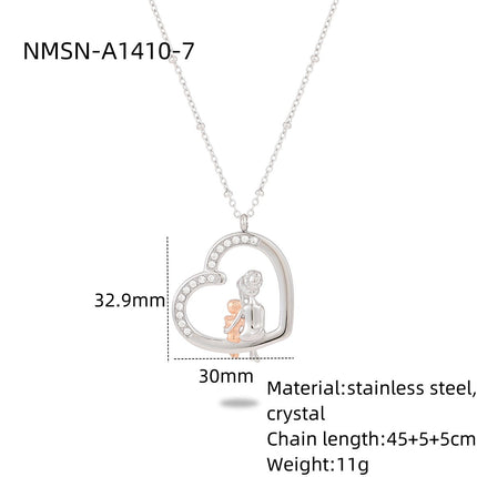 Heart Shape with Diamond Titanium Steel Necklace Women Creative Stainless Steel Embellished