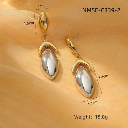High Grade Water Drop Titanium Steel Earrings Women Vacuum Electroplating Color Matching Cold Stainless Steel Ear Clips Earrings