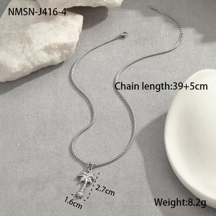 Coconut Fishtail Embellished Stainless Steel Necklace Holiday Titanium Steel Clavicle Chain 18K Gold Plating Necklace
