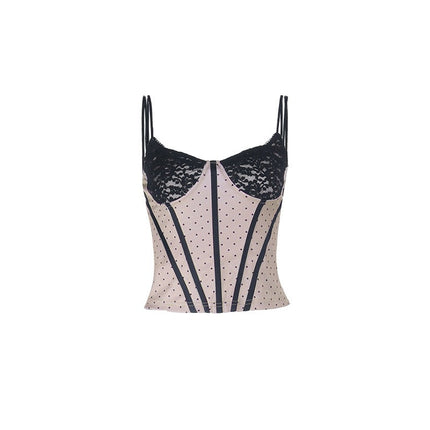 Women Summer Waist Slimming Polka Dot Lace All Matching Vest