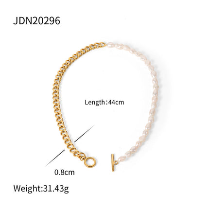Stainless Steel Pearl Necklace High Grade Clavicle Chain Zircon Natural Stone Titanium Steel Sold Jewelry