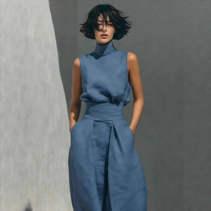 Elegant Women Simple Cotton Linen Jumpsuit