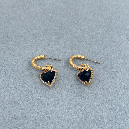 Summer Sweet Loving Heart Micro Inlaid Zircon All Match Earrings Chain Clavicle Chain Women