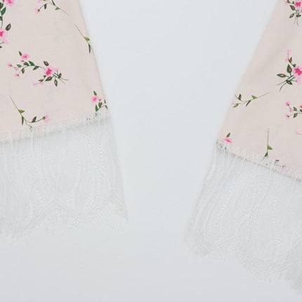 Elegant Long Sleeve Floral Mid Length Skirt Set