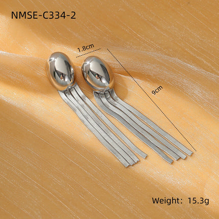 Arrival Exaggerated High Grade Irregular Asymmetric Titanium Steel Earrings Women Affordable Luxury Stainless Steel Tassel Earrings