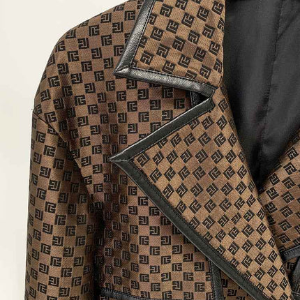 Women's Jacquard Jacket Maze Pattern Long Trench