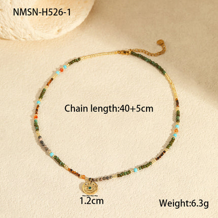 Affordable Luxury Natural Stone Necklace Stainless Steel Clavicle Chain Fresh Niche Multi Treasure Retro Necklace