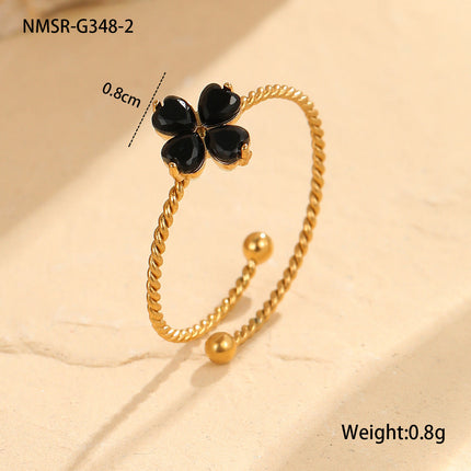 Stainless Steel Elegant Clover Opening Ring Ring Light Luxury High Sense Hand Accessories