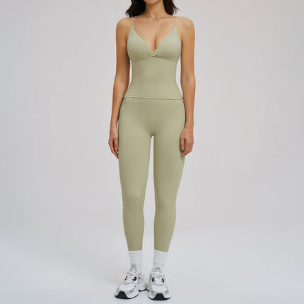 Brushed Sports Tight Back Running Sports Casual Suit Outdoor Riding Yoga Two Piece Sets