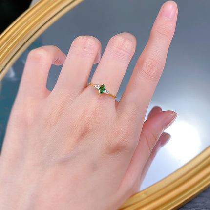 Jewelry Horse Eye Simulation Emerald S925 Sterling Silver Luxury Inlaid Retro Simple Ring