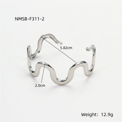 Titanium Steel Wave Shaped Necklace Bracelet 18K Gold High Grade Stainless Steel Ornament