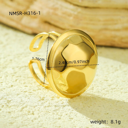 Stainless Steel Ring Exaggerated Irregular Asymmetric Geometric Abstract Plated 18K Gold Titanium Steel Ring Bracelet