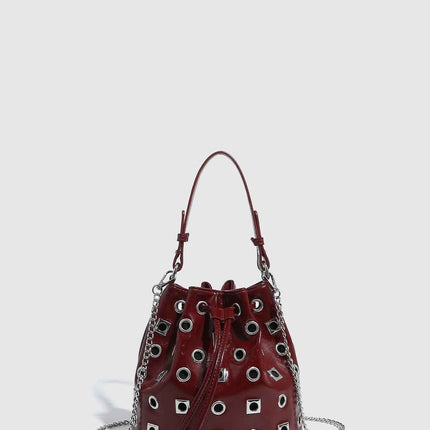 Trendy Rivet Cutout Messenger HandBag Purse