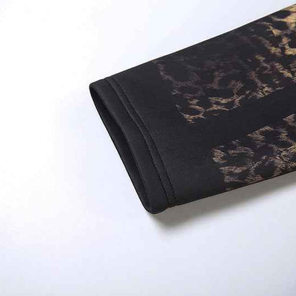 Leopard Pattern print Casual Bandage Trench Jacket