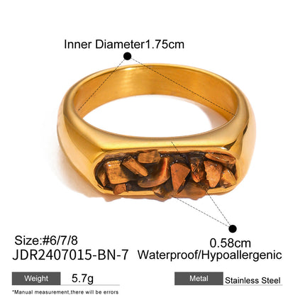 Stainless Steel Natural Stone Eye Catching Ring High Grade Ring Titanium Steel Hand Jewelry Rings