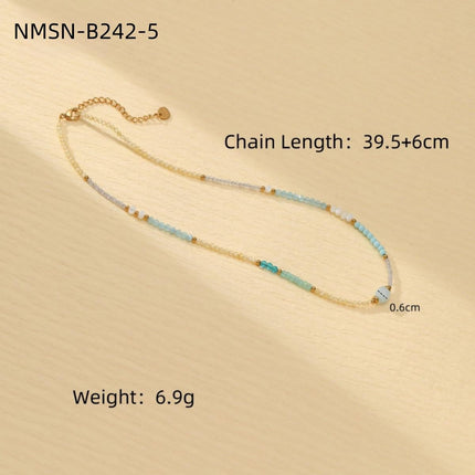 Blue Color Natural Stone Handmade Beaded Titanium Steel Necklace Affordable Luxury All Match Freshwater Pearl Embellished