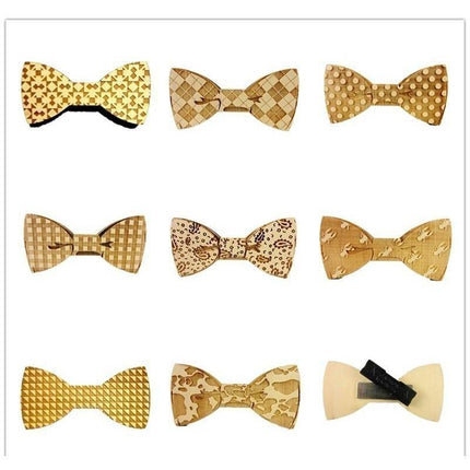 Pattern Collection Wooden Bow Ties - 7 Styles