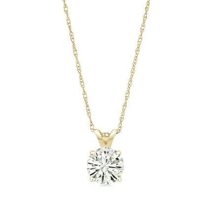 2.00 CTW Created Moissanite Solitaire Pendant Necklace with 18" Chain - Choice of 14k White or Yellow Gold