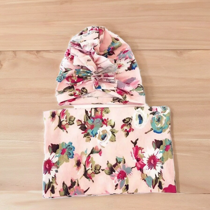 Newborn Floral Swaddle With Hat