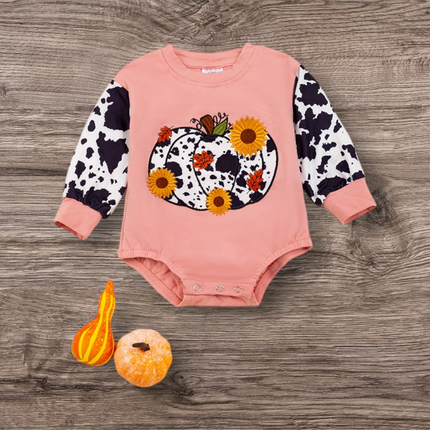 Sunflower Pumpkin Long Sleeve Onesie