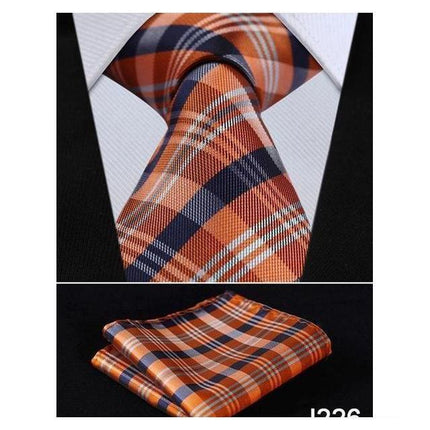 Plaid Wide Neckties & Handkerchiefs Collection - Multiple Styles