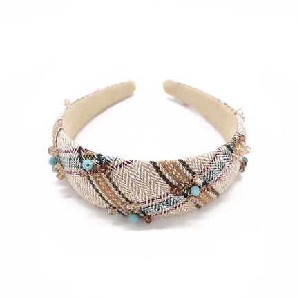 Beaded Plaid Headband