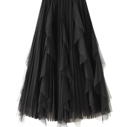 Pleated chiffon midi skirt