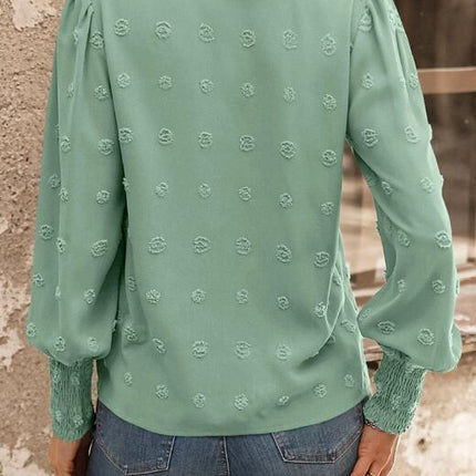 Swiss Dot Lantern Sleeve Blouse