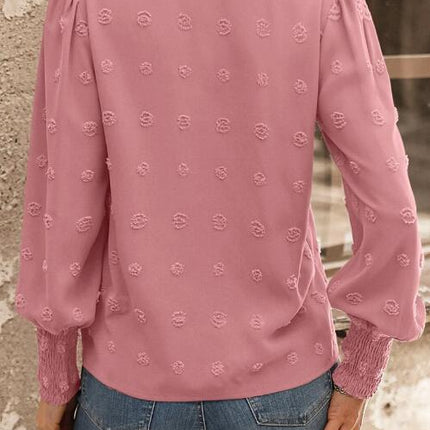 Swiss Dot Lantern Sleeve Blouse
