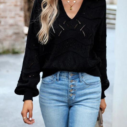 Knit long sleeve polo sweater