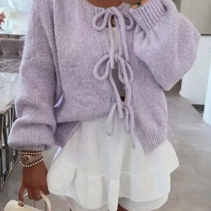 V-neck front tie Cardigan