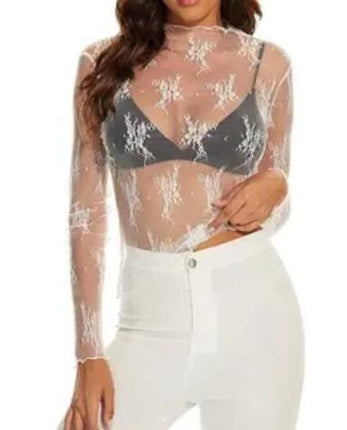 Long sleeve mesh top