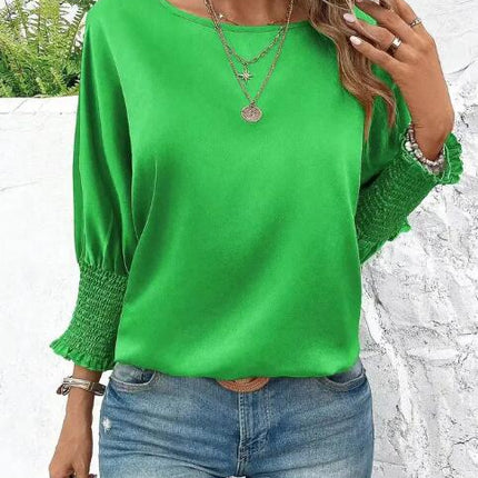 Smocked cuffs  Long sleeve blouse