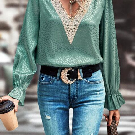 Long sleeve v neck blouse