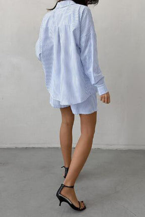 Striped Two Piece Shorts Set