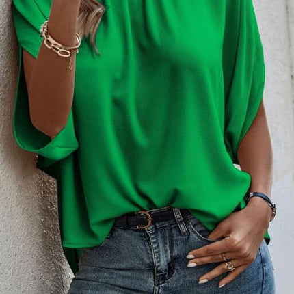 Mock collar winged blouse