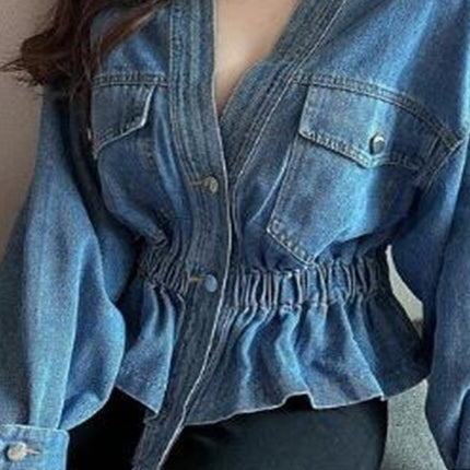V neck denim jacket