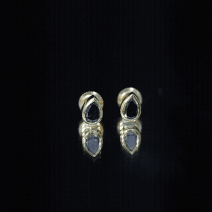 Natural 1.15 Carat Black Diamond Stud Earrings with Bezel Set