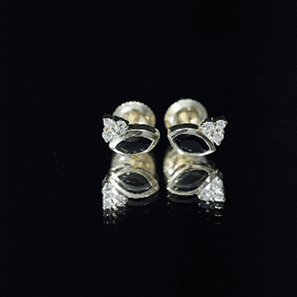 Marquise Shape 0.7 Carat Lab Grown Black and White Diamond Stud Earrings