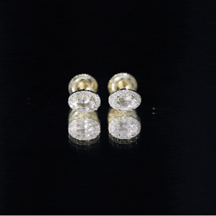 Peach Morganite and Diamond Halo Stud Earrings