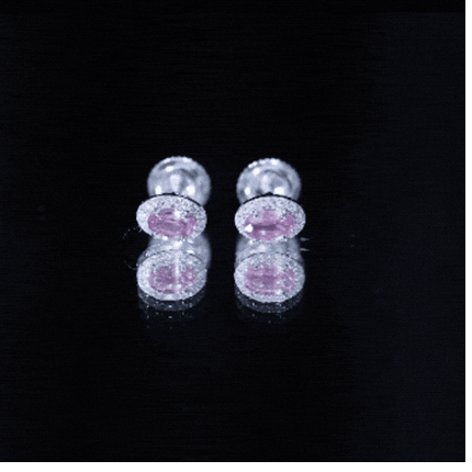 Natural Pink Sapphire Stud Earrings With Diamonds